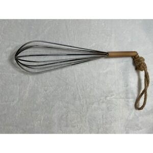 Vintage Style Metal Whisk  Wooden Handle and Rope Hanger Rustic Kitchen Decor